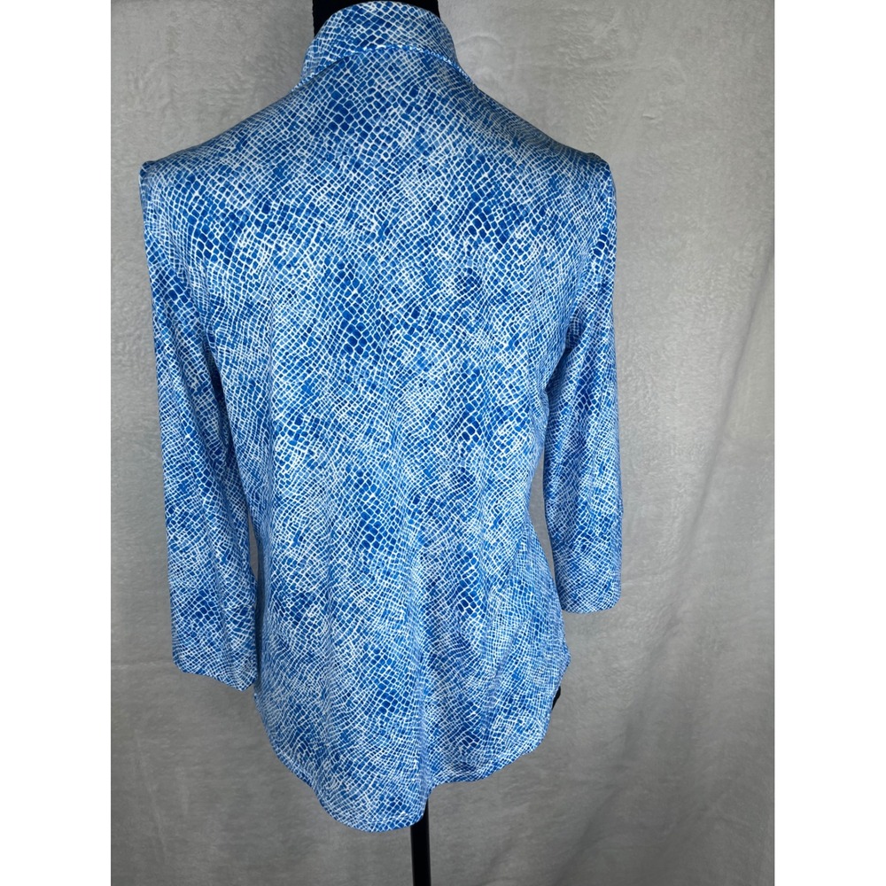 J McLaughlin Blue White Abstract Print Button Down Shirt Top Women's Size Small - Picture 4 of 8
